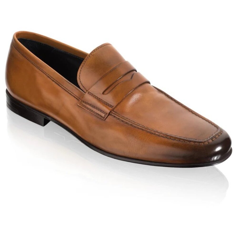 $425 To Boot New York Alek Penny Loafer Cognac Tan Leather 11.5 Super Clean!